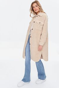 TAUPE Faux Shearling Longline Coat, image 4