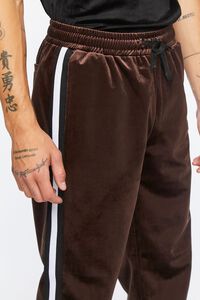 DARK BROWN/BLACK Velour Drawstring Slim-Fit Pants, image 5