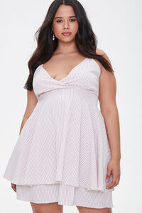 Plus Size Striped Flounce-Hem Dress, image 1