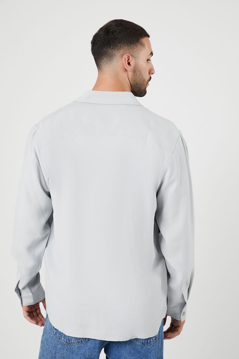 LIGHT GREY Rayon-Blend Pocket Shirt, image 3