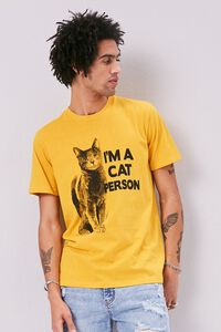 YELLOW/BLACK Cat Person Graphic Tee, image 1