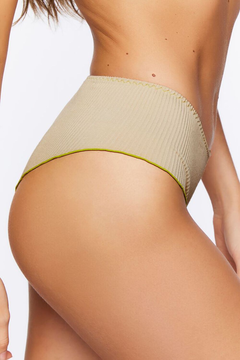 SAND/HERBAL GREEN Seamless Butterfly Hipster Panties, image 3