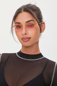 GOLD/PINK Oval Tinted Sunglasses, image 7
