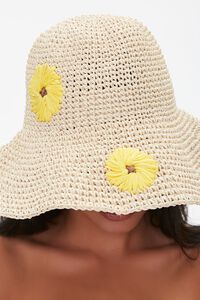 NATURAL/MULTI Sunflower Print Bucket Hat, image 2
