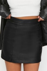 BLACK Faux Leather High-Rise Mini Skirt, image 6