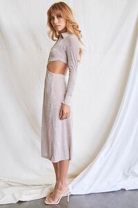 OYSTER GREY Button-Front Cutout Dress, image 2