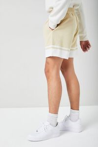 KHAKI/WHITE French Terry Varsity-Striped Shorts, image 3