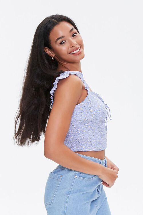 DUSTY BLUE/WHITE Ditsy Floral Print Crop Top, image 3