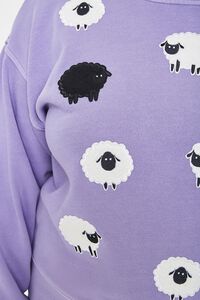 PURPLE/WHITE Plus Size Sheep Graphic Pullover, image 5