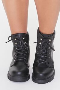 BLACK Faux Leather Lace-Up Booties (Wide), image 4