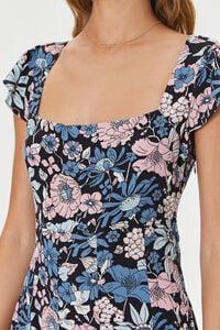 BLACK/MULTI Floral Lace-Back Cutout Mini Dress, image 5