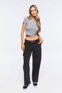 HEATHER GREY Ribbed Knit Crop Top, image 4
