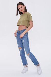 LIGHT OLIVE Cropped Crew Tee, image 4