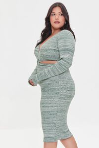 GREEN/CREAM Plus Size Sweater-Knit Cutout Dress, image 2