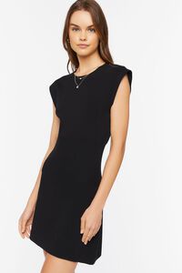 BLACK Cap-Sleeve Mini Sweater Dress, image 2