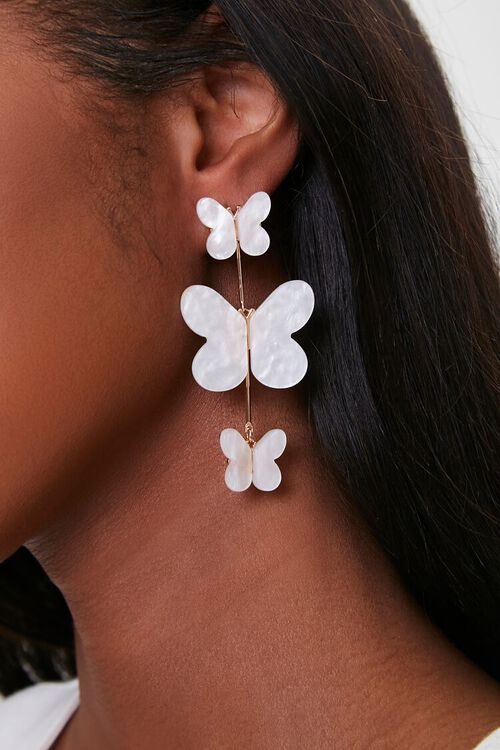 GOLD Butterfly Pendant Drop Earrings, image 1