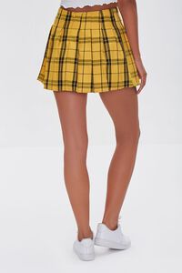 GOLD/BLACK Dual-Buckled Pleated Plaid Skirt, image 4