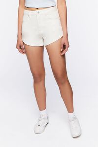 WHITE Twill Curved-Hem Shorts, image 2