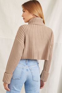 TAUPE Turtleneck Cropped Sweater, image 3
