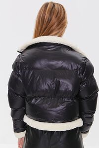 BLACK/CREAM Faux Shearling-Trim Puffer Jacket, image 3