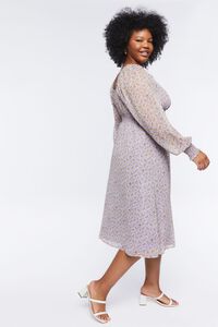 PURPLE/MULTI Plus Size Ditsy Floral Print Midi Dress, image 2