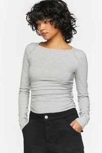 HEATHER GREY Ruched Long-Sleeve Tee, image 6