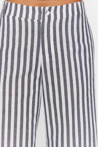 NAVY/WHITE Linen-Blend Striped Wide-Leg Pants, image 5