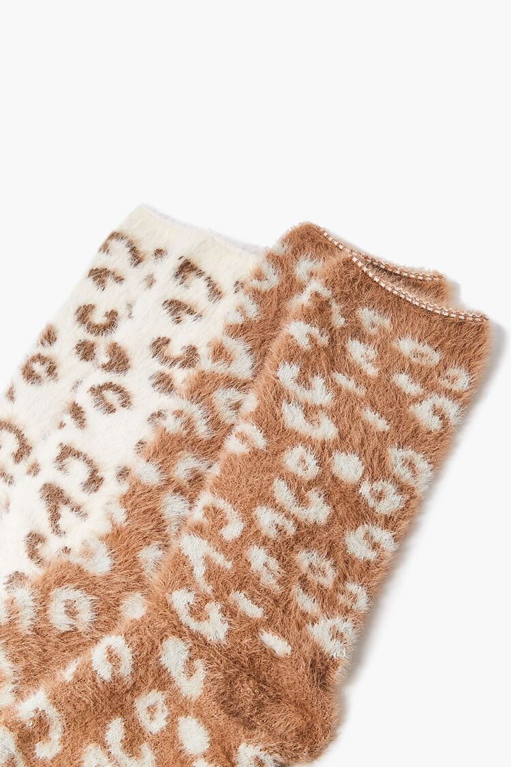 Fuzzy Knit Leopard Crew Socks, image 2