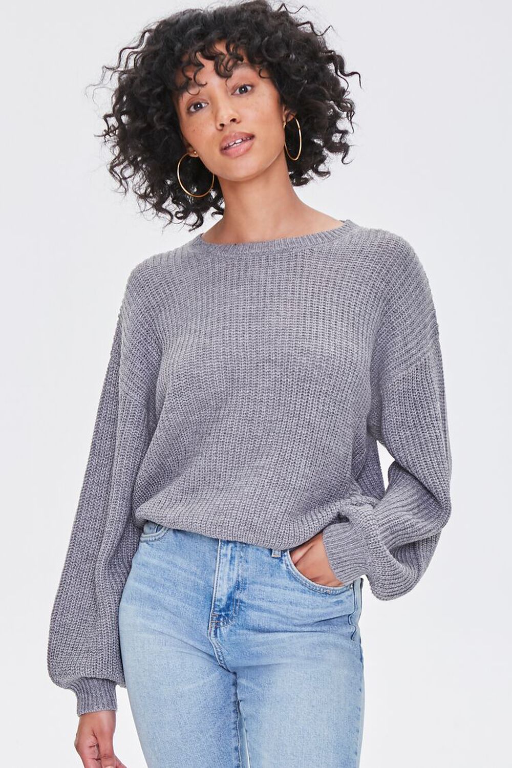 Ribbed Drop-Sleeve Sweater