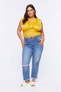 YELLOW GOLD Plus Size Pintucked Crop Top, image 4