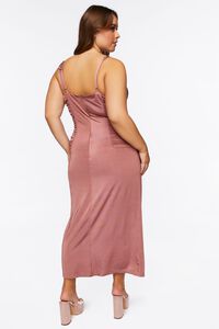 MAUVE Plus Size Lace-Up Ruched Midi Dress, image 3