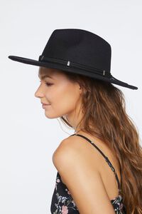 BLACK/SILVER Knotted Faux Leather-Trim Fedora, image 2