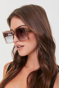 PEACH /BROWN Oversized Square Sunglasses, image 2