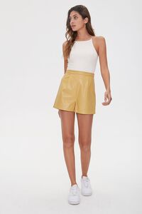 TAN Faux Leather Shorts, image 5