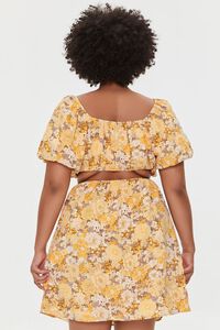 YELLOW/MULTI Plus Size Floral Cutout Mini Dress, image 3