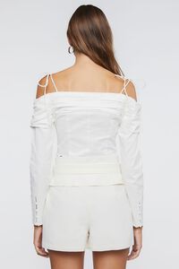 WHITE Ruched Off-the-Shoulder Crop Top, image 3