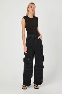 BLACK High-Rise Cargo Jeans, image 5