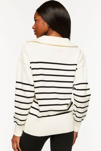 CREAM/BLACK Striped Half-Zip Sweater, image 3