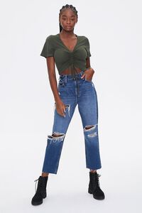 OLIVE Ruched Drawstring Cropped Tee, image 4