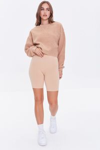 TAUPE Faux Shearling Raw-Cut Pullover, image 4