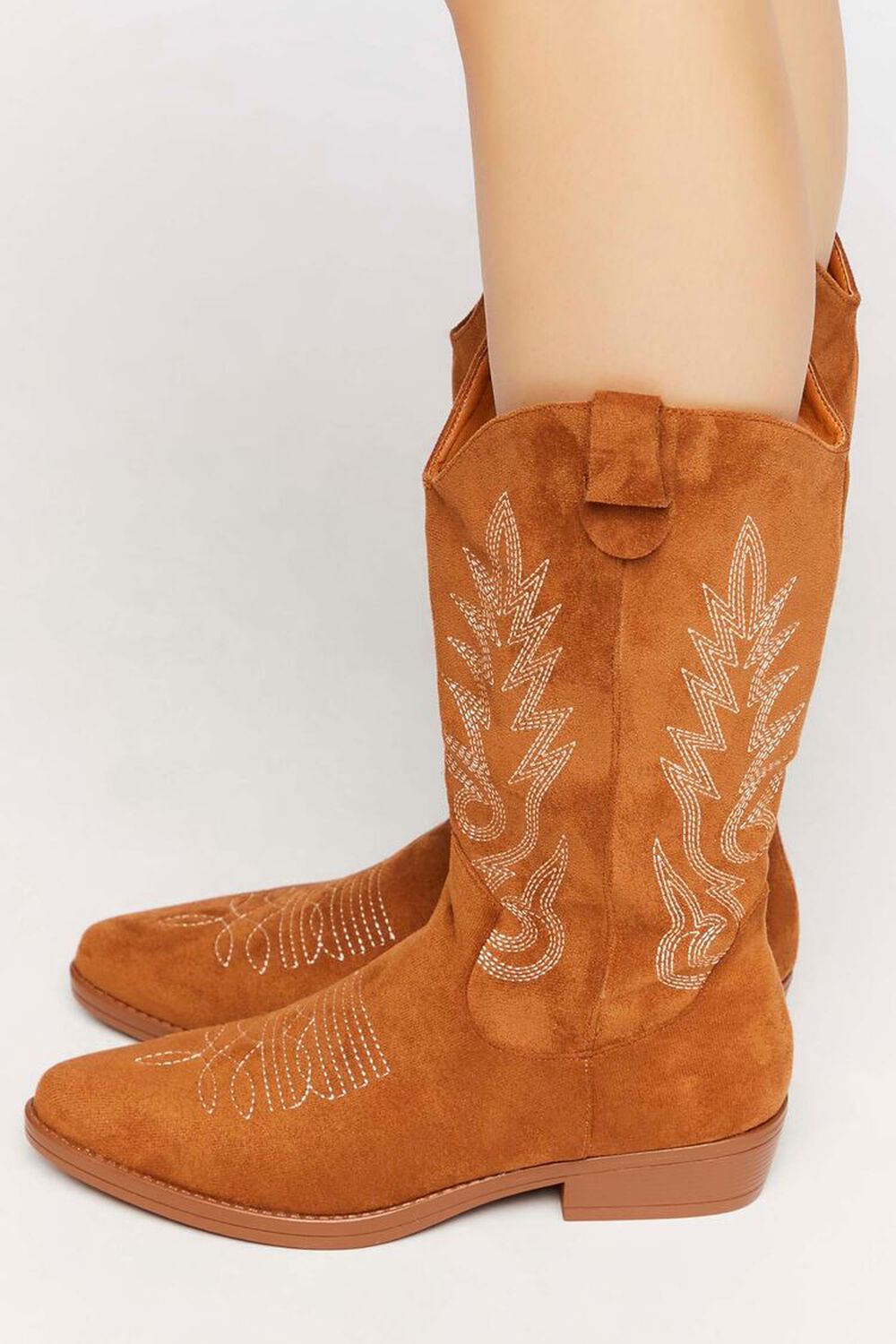 TAN Faux Suede Cowboy Boots, image 2