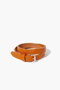 TAN Girls Perforated Faux Leather Belt (Kids), image 3