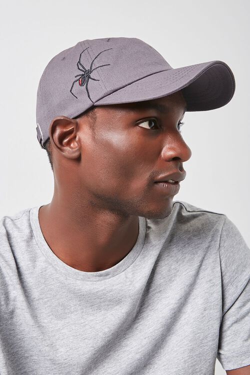 CHARCOAL/BLACK Embroidered Spider Cap, image 1