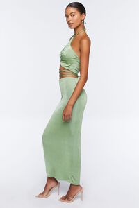 GREEN Slinky Halter Top & Maxi Skirt Set, image 2