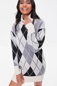 GREY/IVORY Argyle Mini Sweater Dress, image 1