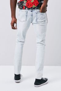 LIGHT DENIM/SILVER Distressed Bleach Wash Skinny Jeans, image 4