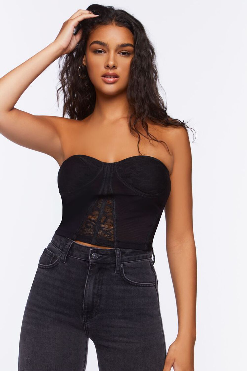 BLACK Lace Bustier Tube Top, image 1
