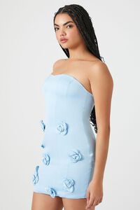 SKY BLUE Satin Rosette Sweetheart Mini Dress, image 2