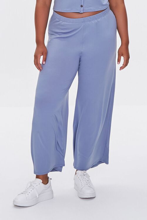 DUSTY BLUE Plus Size Shirt & Wide-Leg Pants Set, image 5