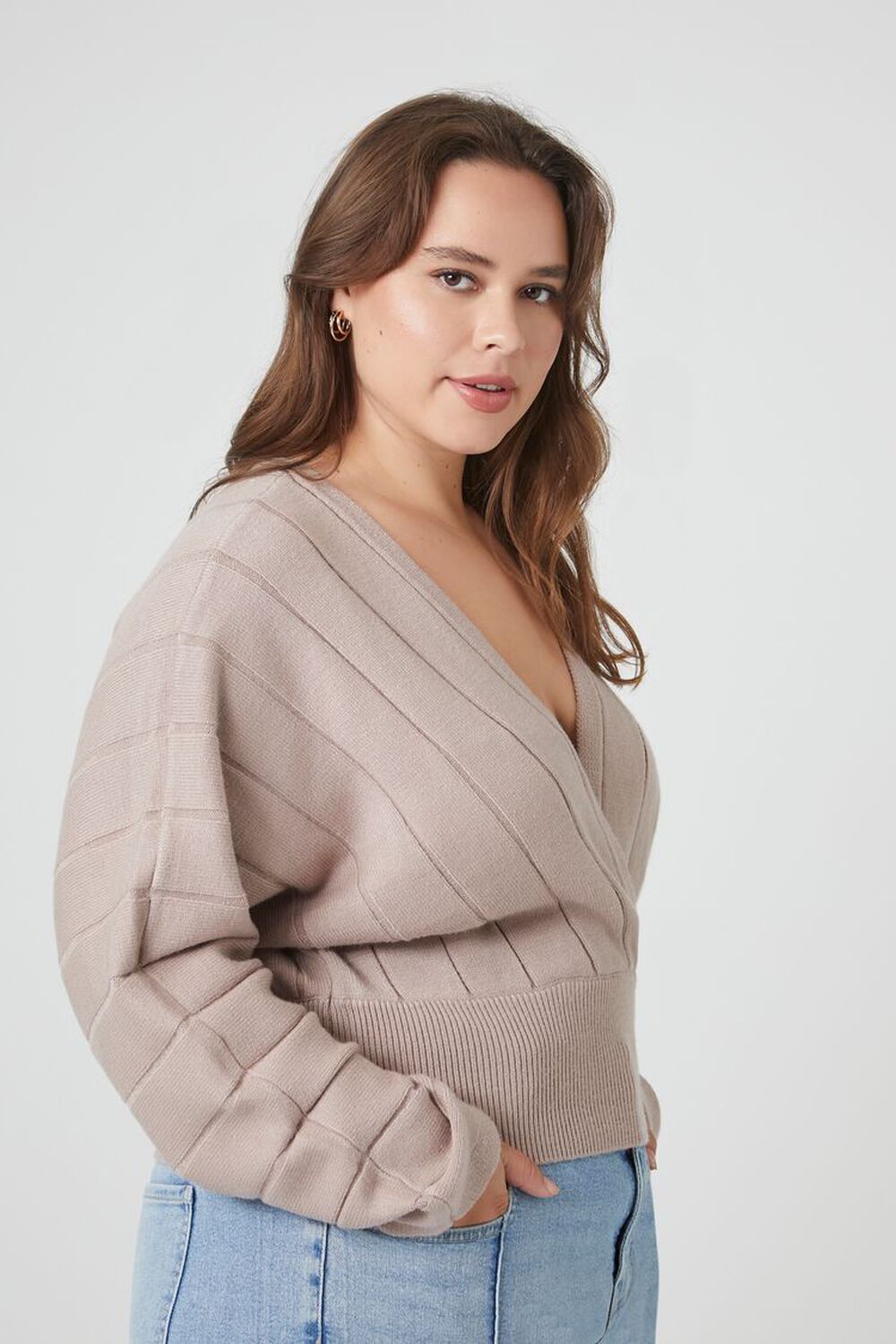 GOAT Plus Size Plunging Dolman-Sleeve Sweater, image 2